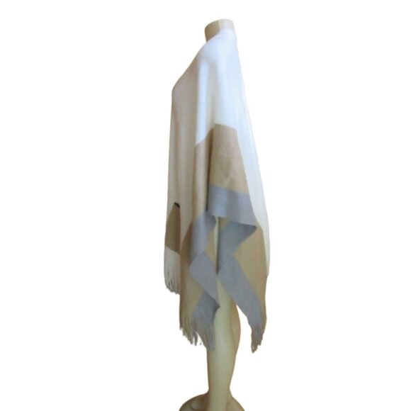 New w Tags, Cejon White/Beige Woman's Wrap Sweater w Pockets - Picture 4 of 6